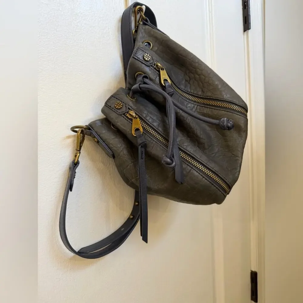Joelle Hawkens Blue /gray Leather Bucket Bag